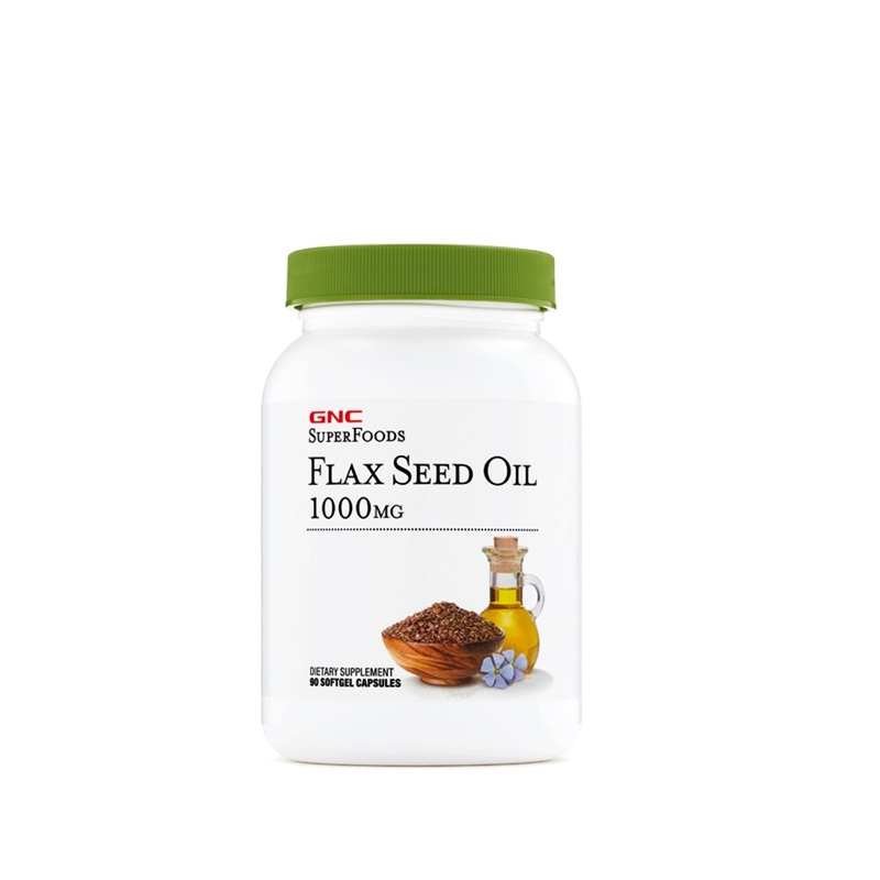 Suplimente alimentare - Gnc Superfoods Flax Seed Oil 1000mg, Ulei Din Seminte De In, 90 Cps