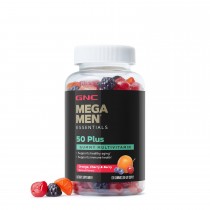 GNC Mega Men® Essentials Gummy Multivitamin 50 Plus, Jeleuri cu Multivitamine pentru Barbati  50+ cu Aroma de Fructe Asortate, 120 jeleuri