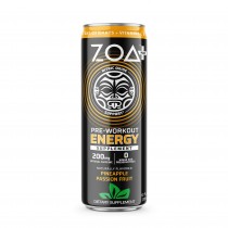 ZOA+ Pre-Workout Energy Drink, Bautura Energizanta Pre-Antrenament cu Aroma de Ananas si Fructul Pasiunii, 355 ml