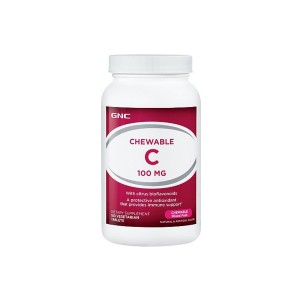 GNC Chewable C 100 mg, Vitamina C 100 mg Masticabila cu Bioflavonoide, 180 tb