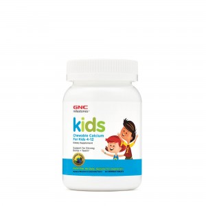 GNC Milestones® Kids Chewable Calcium, Calciu Pentru Copii 4-12 ani, cu Aroma Naturala de Limonada si Afine, 60 tb