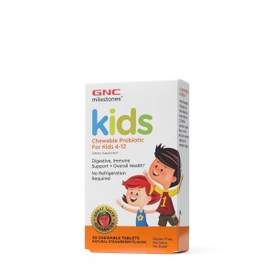 GNC Milestones® Kids Chewable Probiotic, Probiotice Masticabile Pentru Copii 4-12 ani, cu Aroma Naturala de Capsuni, 30 tb