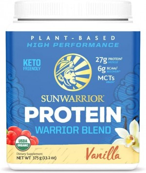 Sunwarrior® Plant-Based Organic Protein, Proteina Organica Vegana, cu Aroma de Vanilie, 375 g