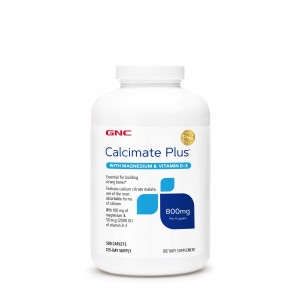 GNC Calcimate Plus®  Calciu 800 mg cu Magneziu si Vitamina D-3, 500 tb