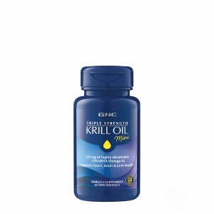 GNC Triple Strength Krill Oil Mini, Ulei de Krill, 60 cps