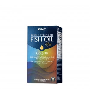 GNC Triple Strength Fish Oil Plus CoQ-10, Ulei de Peste Plus Coenzima Q-10,  60 cps