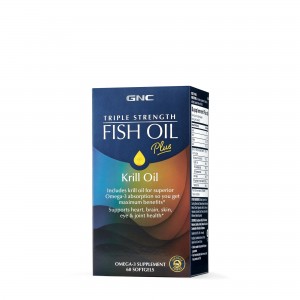 GNC Triple Strength Fish Oil Plus Krill Oil, Ulei de Peste Plus Ulei de Krill, 60 cps