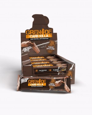Grenade® Carb Killa® Fudge Brownie, Baton Proteic cu Aroma de Prajitura cu Ciocolata, 60g