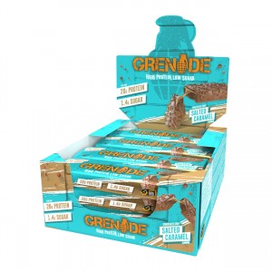 Grenade® High Protein, Low Sugar Bar Salted Caramel, Baton Proteic cu Aroma de Fulgi de Ciocolata si Caramel Sarat, 60 G