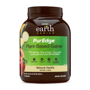 GNC Earth Genius™ PurEdge™ Gainer, Proteina Vegetala Vegana, cu Aroma de Vanilie Naturala, 2016 g