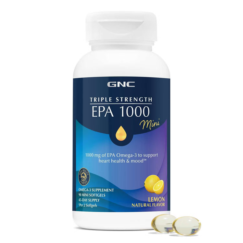 GNC Triple Strength EPA 1000mg mini, cu aroma naturala de lamaie